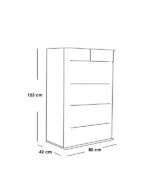 ⁦وحدة أدراج أنيقة من خشب MDF – 6 أدراج باللون الأسود | أبعاد: 123 × 80 × 42 سم | الرمز: Drawer-unit16009⁩ - الصورة ⁦2⁩