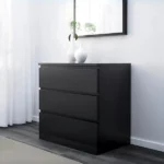 وحدة أدراج من MDF باللون الأسود – 3 أدراج | الأبعاد: 40 × 80 × 78 سم | الرمز: Drawer-unit16006