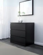 وحدة أدراج من MDF باللون الأسود – 3 أدراج | الأبعاد: 40 × 80 × 78 سم | الرمز: Drawer-unit16006