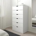 وحدة أدراج خشبية من HPL باللون الأبيض – 6 أدراج | الأبعاد: 120 × 50 × 40 سم | الرمز: Drawer-unit16000