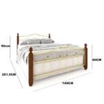 Date Palm Single Bed, Musky Wood, 140 Cm - Golden - Image 2
