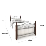 Date Palm Single Bed, Musky Wood, 90 Cm - Grey - Image 5