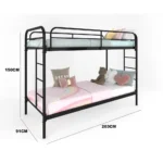 Metal Bunk Bed with Ladder, 150 × 91 × 203 cm – Black - Image 4