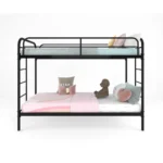 Metal Bunk Bed with Ladder, 150 × 91 × 203 cm – Black - Image 3
